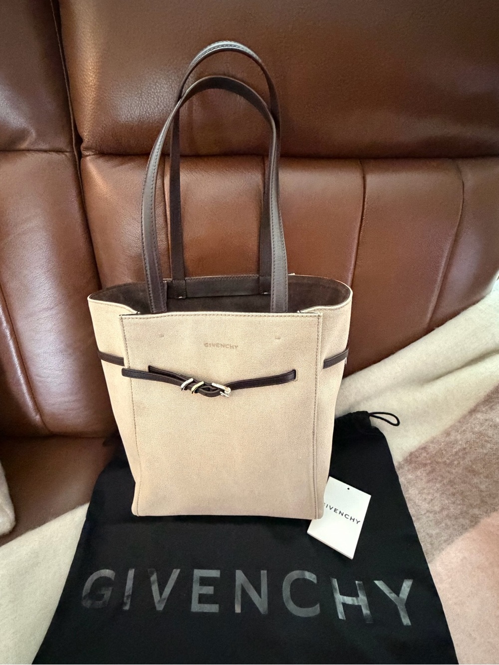 Givenchy Small Voyou Canvas Tote in Army Beige - New with Tags